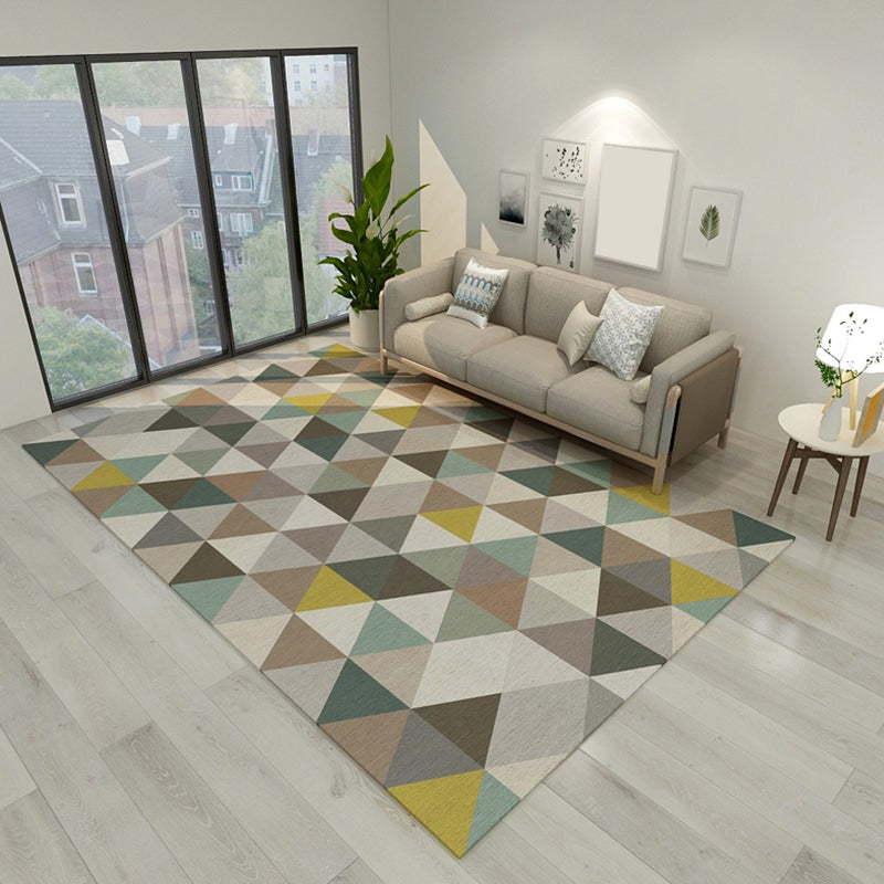 Unusual Seamless Geometric Shapes Rug Multicolor Contemporary Rug Polyester Non-Slip Backing Carpet for Home Decor Khaki Clearhalo 'Area Rug' 'Modern' 'Rugs' Rug' 1928129
