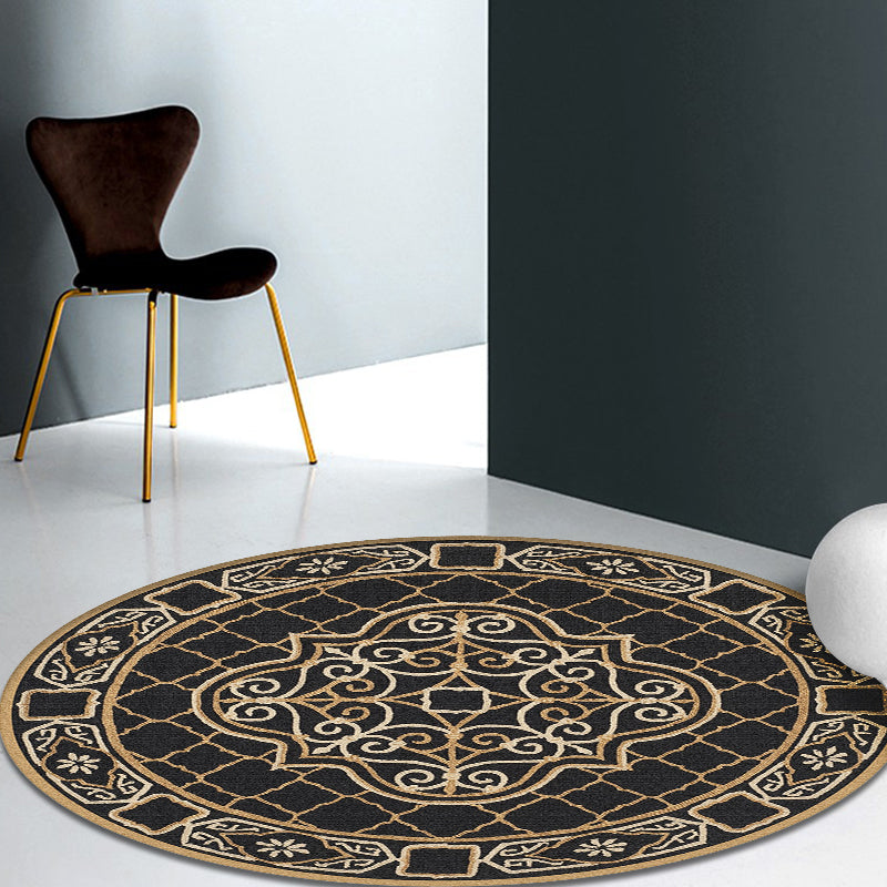 Moroccan Medallion Pattern Rug Multi Color Polypropylene Rug Anti-Slip Backing Pet Friendly Washable Carpet for Bedroom Black Clearhalo 'Area Rug' 'Moroccan' 'Rugs' Rug' 1928159