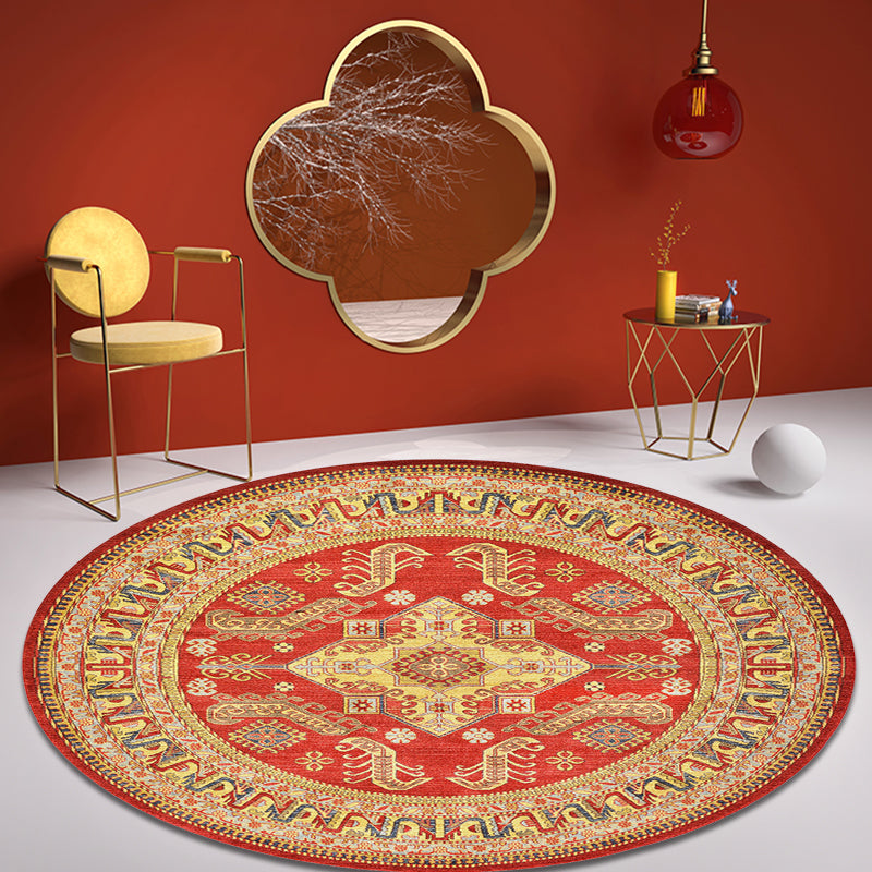 Moroccan Medallion Pattern Rug Multi Color Polypropylene Rug Anti-Slip Backing Pet Friendly Washable Carpet for Bedroom Red Clearhalo 'Area Rug' 'Moroccan' 'Rugs' Rug' 1928160