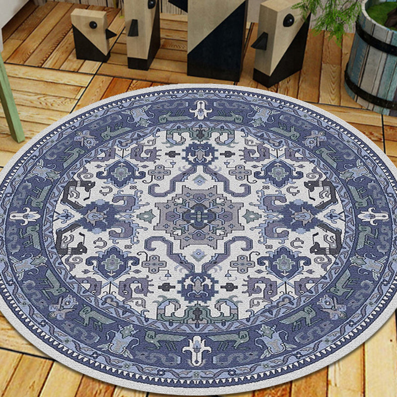 Moroccan Medallion Pattern Rug Multi Color Polypropylene Rug Anti-Slip Backing Pet Friendly Washable Carpet for Bedroom Navy Clearhalo 'Area Rug' 'Moroccan' 'Rugs' Rug' 1928162