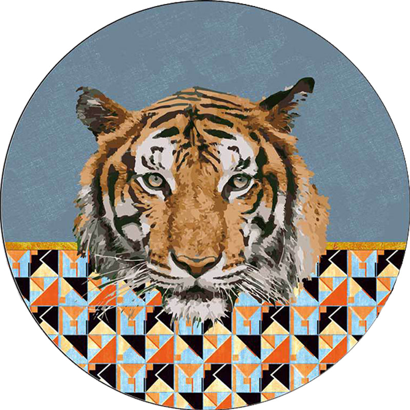 Simple Modern Rug in Brown and Blue Animal Tiger Triangle Pattern Rug Polyester Anti-Slip Backing Carpet for Home Decor Clearhalo 'Area Rug' 'Modern' 'Rugs' Rug' 1928219