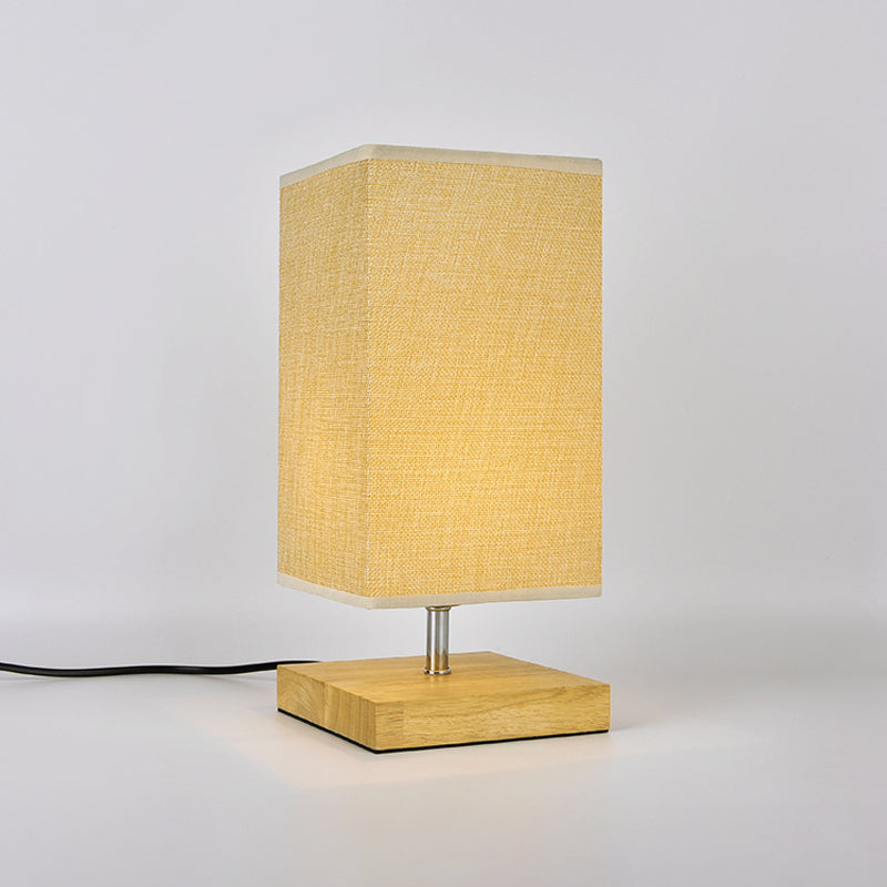 Contemporary Rectangular Task Lighting Fabric 1 Head Night Table Lamp in Flaxen Clearhalo 'Lamps' 'Table Lamps' Lighting' 1928422