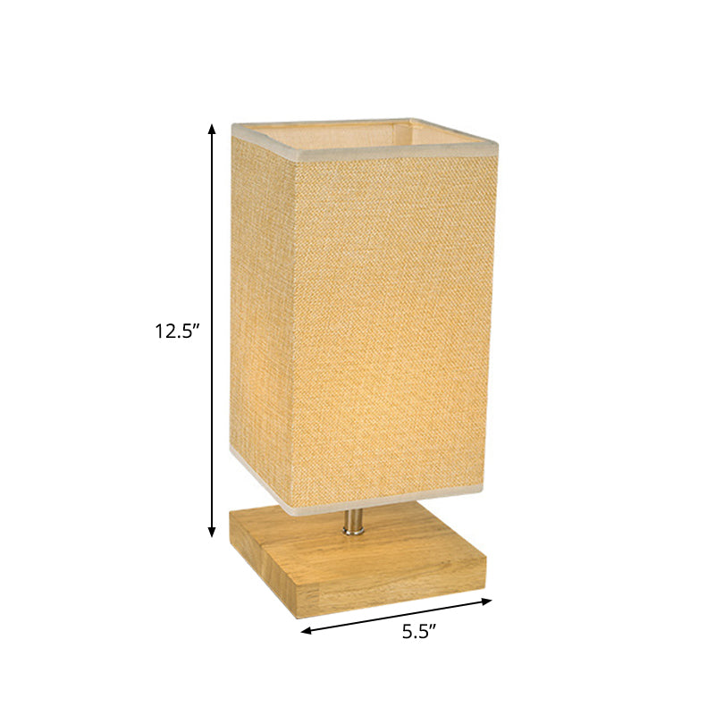 Contemporary Rectangular Task Lighting Fabric 1 Head Night Table Lamp in Flaxen Clearhalo 'Lamps' 'Table Lamps' Lighting' 1928424