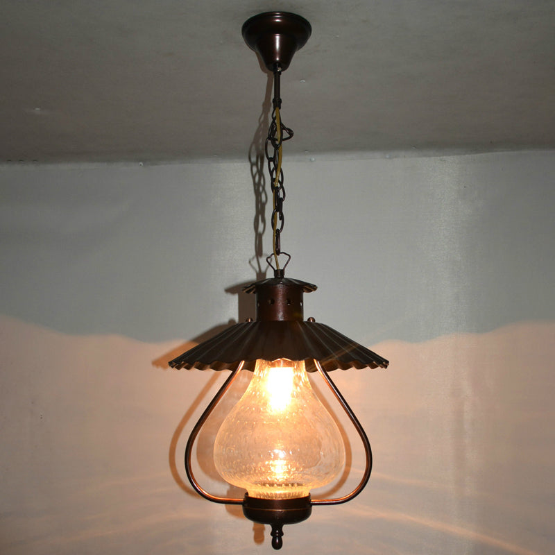 Clear 1 Light Pendant Lighting Fixture Vintage Crackle Glass Lantern Hanging Ceiling Light Clear Clearhalo 'Ceiling Lights' 'Chandeliers' 'Glass shade' 'Glass' 'Industrial Pendants' 'Industrial' 'Middle Century Pendants' 'Pendant Lights' 'Pendants' 'Tiffany' Lighting' 1928443