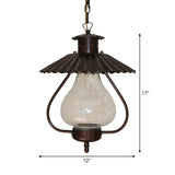 Clear 1 Light Pendant Lighting Fixture Vintage Crackle Glass Lantern Hanging Ceiling Light Clearhalo 'Ceiling Lights' 'Chandeliers' 'Glass shade' 'Glass' 'Industrial Pendants' 'Industrial' 'Middle Century Pendants' 'Pendant Lights' 'Pendants' 'Tiffany' Lighting' 1928447