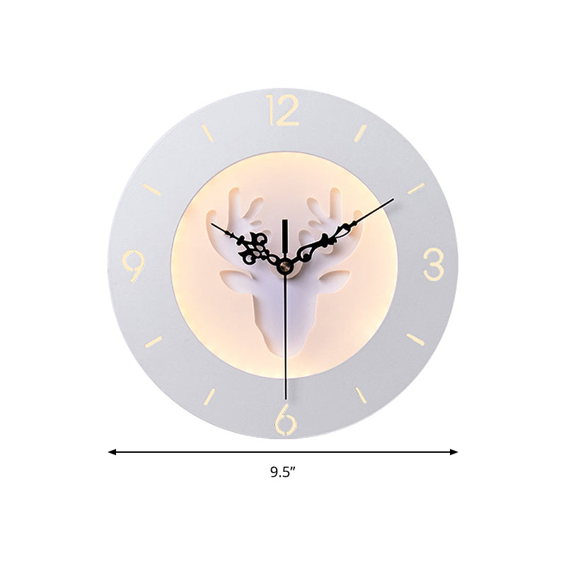 Acrylic Antlers Wall Light with Clock Modern Creative LED Wall Sconce in White for Office Bedroom Clearhalo 'Wall Lamps & Sconces' 'Wall Lights' Lighting' 192845