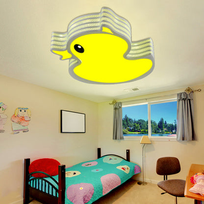 Duck Nursing Room Flush Mount Ceiling Fixture Acrylic Art Deco LED Flush Ceiling Lights in Yellow Yellow Clearhalo 'Ceiling Lights' 'Close To Ceiling Lights' 'Close to ceiling' 'Flush mount' Lighting' 192876