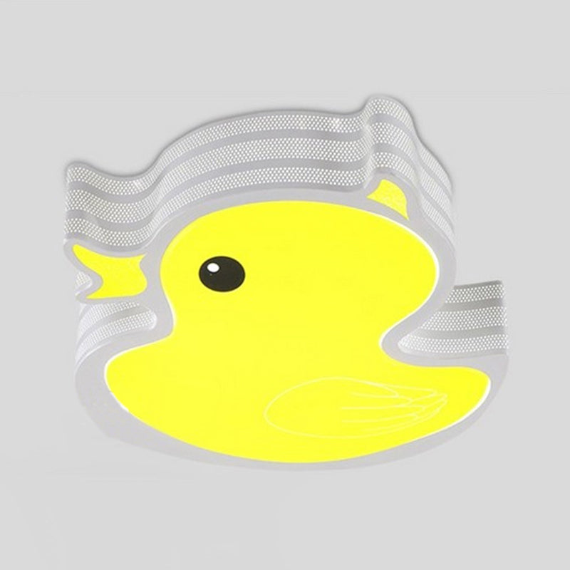 Duck Nursing Room Flush Mount Ceiling Fixture Acrylic Art Deco LED Flush Ceiling Lights in Yellow Clearhalo 'Ceiling Lights' 'Close To Ceiling Lights' 'Close to ceiling' 'Flush mount' Lighting' 192877