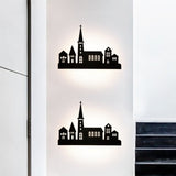 Creative Castle Shape Sconce Light Wood Dark Coffee LED Wall Sconce for Stair Bedside Clearhalo 'Wall Lamps & Sconces' 'Wall Lights' Lighting' 192930