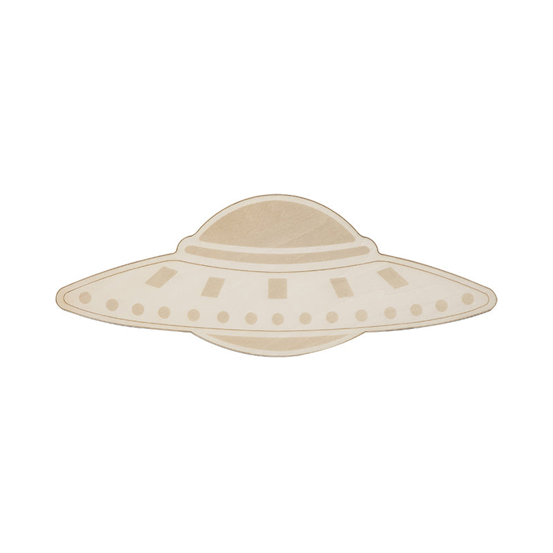 Wood Spaceship UFO Sconce Light Creative Cool Wall Light in Beige for Dining Room Restaurant Clearhalo 'Wall Lamps & Sconces' 'Wall Lights' Lighting' 192960