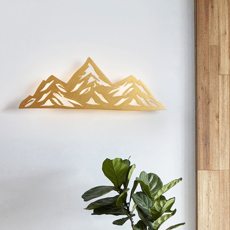 Creative Modern Mountain Sconce Light Wooden Energy Saving Wall Lamp for Child Bedroom Gold Clearhalo 'Wall Lamps & Sconces' 'Wall Lights' Lighting' 192996