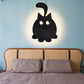 Circular Kitten Sconce Light Animal Wooden LED Wall Lighting for Boys Girls Bedroom Clearhalo 'Wall Lamps & Sconces' 'Wall Lights' Lighting' 193008