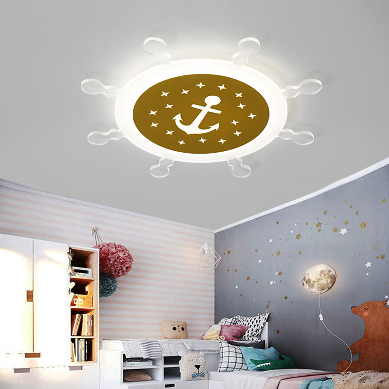 Seaside Anchor Ceiling Light Fixture Acrylic Flush Mount Ceiling Light in Yellow for Bedroom Yellow White Clearhalo 'Ceiling Lights' 'Close To Ceiling Lights' 'Close to ceiling' 'Flush mount' Lighting' 193082