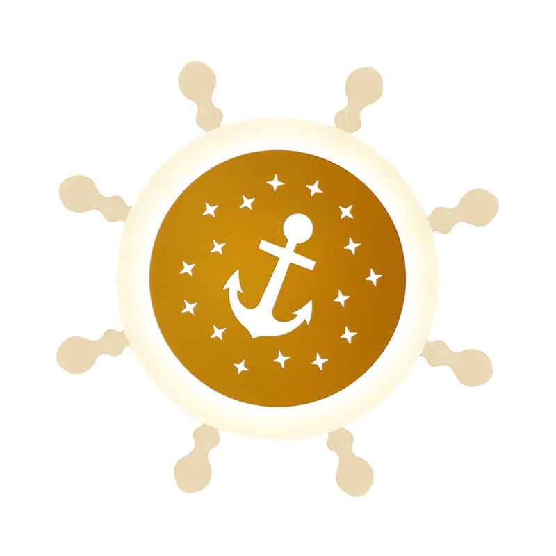 Seaside Anchor Ceiling Light Fixture Acrylic Flush Mount Ceiling Light in Yellow for Bedroom Clearhalo 'Ceiling Lights' 'Close To Ceiling Lights' 'Close to ceiling' 'Flush mount' Lighting' 193084