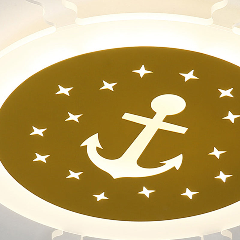 Seaside Anchor Ceiling Light Fixture Acrylic Flush Mount Ceiling Light in Yellow for Bedroom Clearhalo 'Ceiling Lights' 'Close To Ceiling Lights' 'Close to ceiling' 'Flush mount' Lighting' 193085