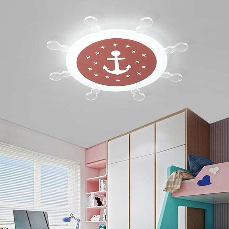 Seaside Anchor Ceiling Light Fixture Acrylic Flush Mount Ceiling Light in Yellow for Bedroom Pink White Clearhalo 'Ceiling Lights' 'Close To Ceiling Lights' 'Close to ceiling' 'Flush mount' Lighting' 193086