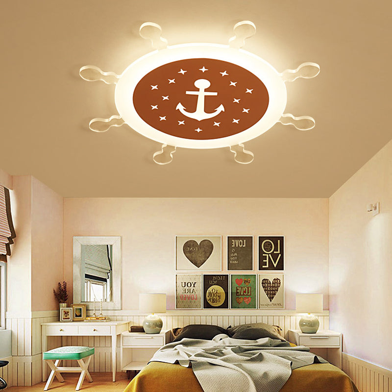 Seaside Anchor Ceiling Light Fixture Acrylic Flush Mount Ceiling Light in Yellow for Bedroom Pink Warm Clearhalo 'Ceiling Lights' 'Close To Ceiling Lights' 'Close to ceiling' 'Flush mount' Lighting' 193087