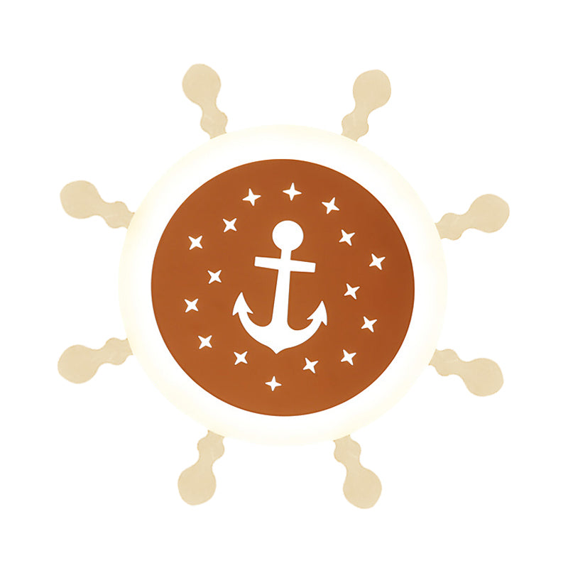 Seaside Anchor Ceiling Light Fixture Acrylic Flush Mount Ceiling Light in Yellow for Bedroom Clearhalo 'Ceiling Lights' 'Close To Ceiling Lights' 'Close to ceiling' 'Flush mount' Lighting' 193088