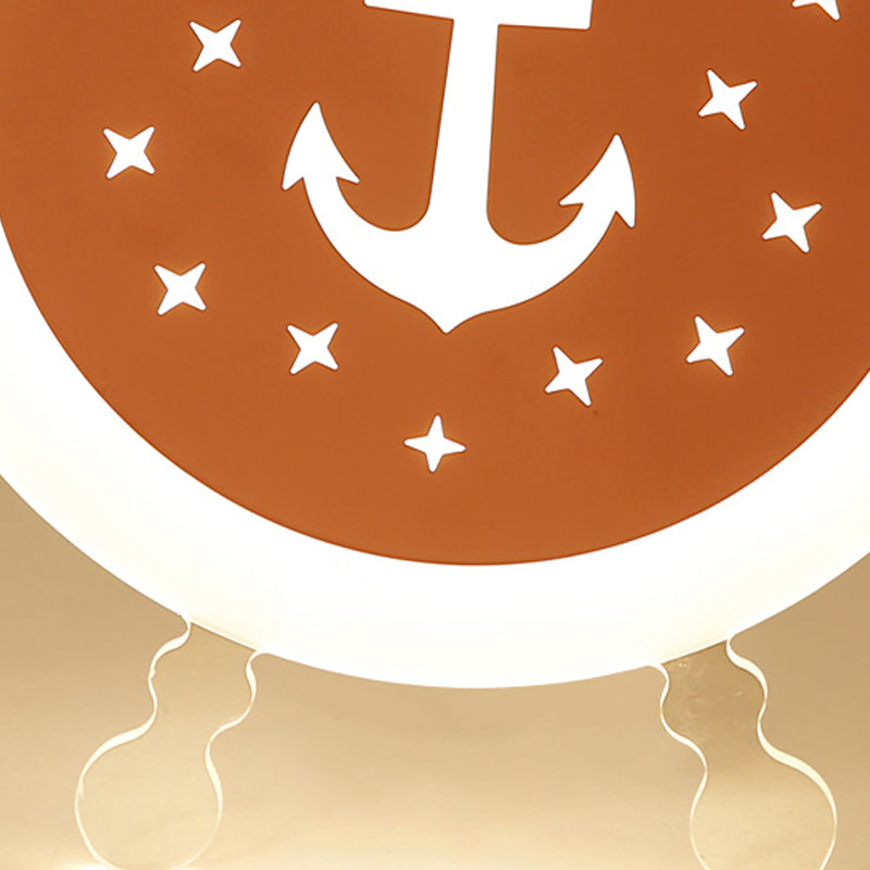 Seaside Anchor Ceiling Light Fixture Acrylic Flush Mount Ceiling Light in Yellow for Bedroom Clearhalo 'Ceiling Lights' 'Close To Ceiling Lights' 'Close to ceiling' 'Flush mount' Lighting' 193091