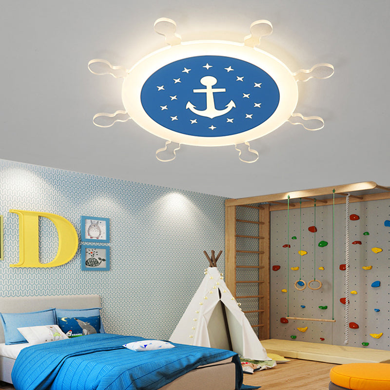 Seaside Anchor Ceiling Light Fixture Acrylic Flush Mount Ceiling Light in Yellow for Bedroom Blue Warm Clearhalo 'Ceiling Lights' 'Close To Ceiling Lights' 'Close to ceiling' 'Flush mount' Lighting' 193092
