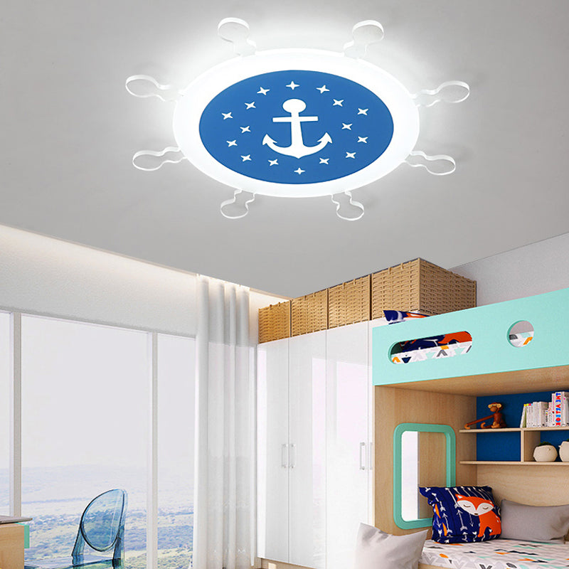 Seaside Anchor Ceiling Light Fixture Acrylic Flush Mount Ceiling Light in Yellow for Bedroom Blue White Clearhalo 'Ceiling Lights' 'Close To Ceiling Lights' 'Close to ceiling' 'Flush mount' Lighting' 193093