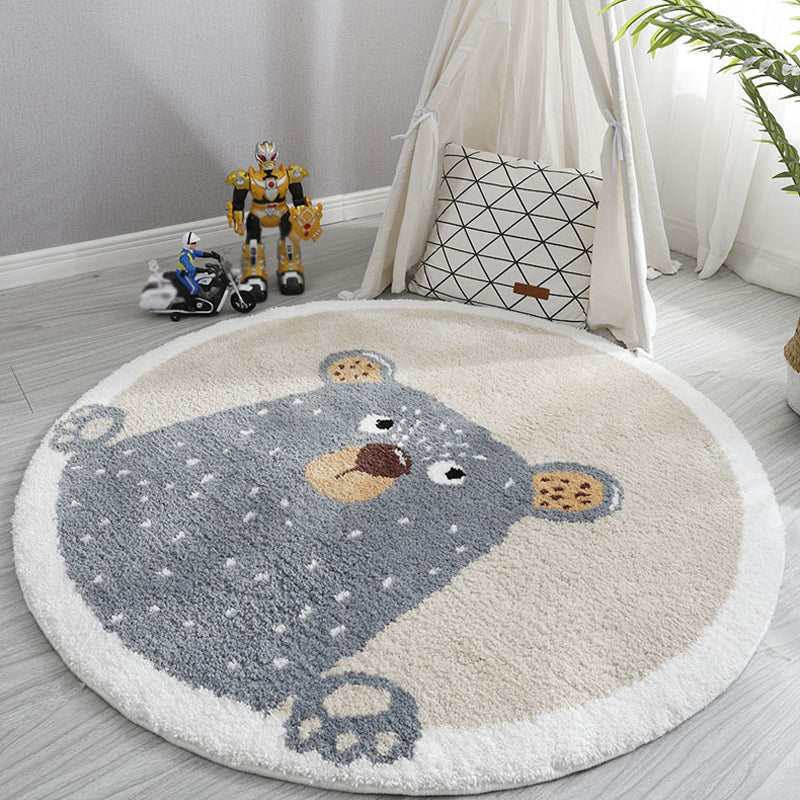 Light Color Baby Room Rug Cartoon Animal Area Carpet Polypropylene Pet Friendly Anti-Slip Rug Grey Clearhalo 'Area Rug' 'Rug' 1931990