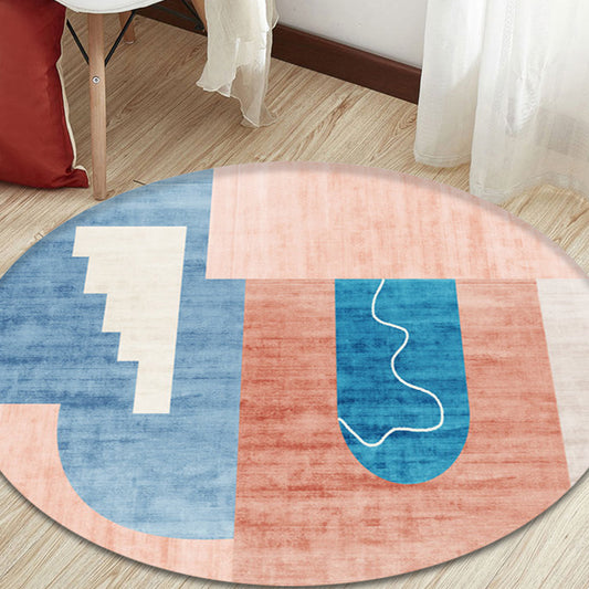 Pastel Watercolor Abstract Rug Polypropylene Novelty Carpet Machine Wash Anti-Slip Rug for Sitting Room Pink