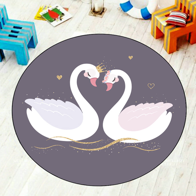 Multi-Colored Kids Room Rug Cartoon Starry Night Sky Animal Carpet Polypropylene Non-Slip Indoor Rug Grey Clearhalo 'Area Rug' 'Rug' 1932014