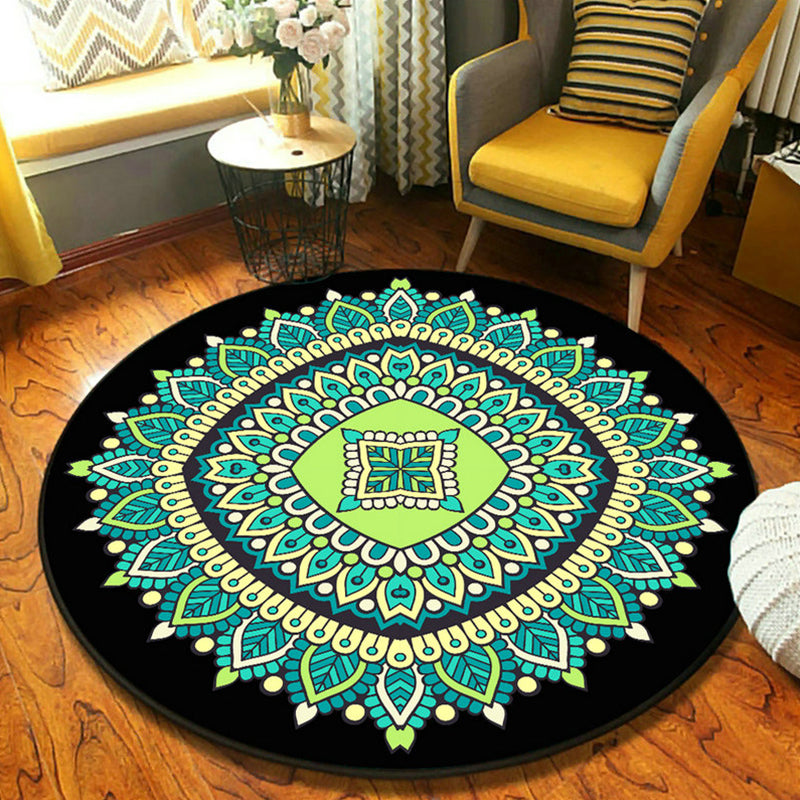 Persian Mandala Indoor Rug Multi Colored Synthetics Carpet Washable Anti-Slip Rug for Home Decor Green Clearhalo 'Area Rug' 'Moroccan' 'Rugs' Rug' 1932034