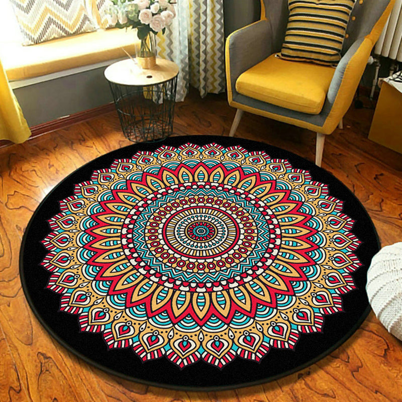 Persian Mandala Indoor Rug Multi Colored Synthetics Carpet Washable Anti-Slip Rug for Home Decor Yellow Clearhalo 'Area Rug' 'Moroccan' 'Rugs' Rug' 1932041