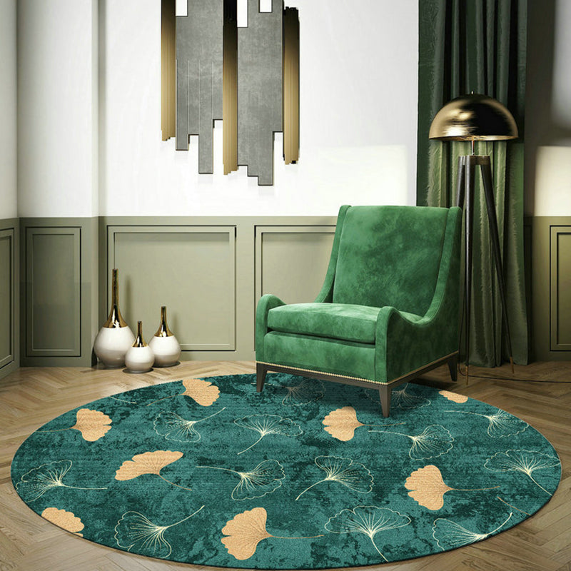 Green Tropical Rug Polyester Ginkgo Leaf Print Carpet Anti-Slip Backing Easy Care Rug for Home Green Clearhalo 'Area Rug' 'Rug' 1932065