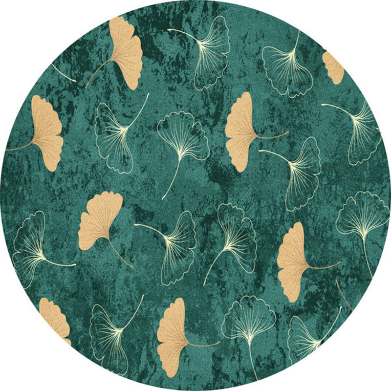 Green Tropical Rug Polyester Ginkgo Leaf Print Carpet Anti-Slip Backing Easy Care Rug for Home Clearhalo 'Area Rug' 'Rug' 1932067