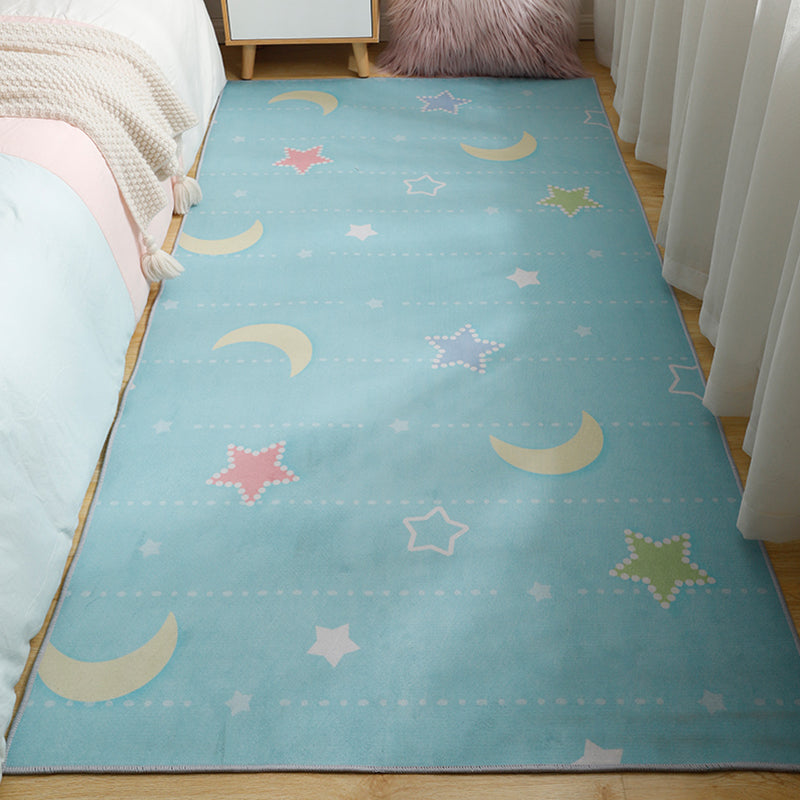Lovely Cartoon Rug Soft Color Fairy Tale Carpet Machine Wash Anti-Slip Rug for Child Bedroom Blue Clearhalo 'Area Rug' 'Rug' 1932080