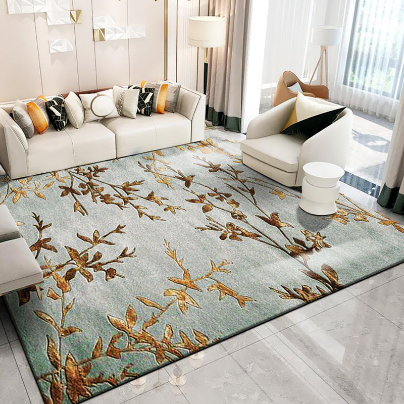 Classic Multi-Color Oriental Rug Polyester Branch and Bird Pattern Carpet Washable Pet Friendly Anti-Slip Carpet for Parlor Gold Clearhalo 'Area Rug' 'Rugs' 'Vintage' Rug' 1932122
