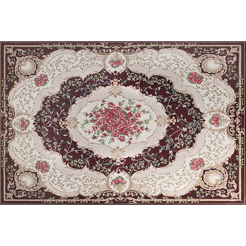 Blossom Pattern Rug Polyester Retro Area Rug Anti-Slip Backing Machine Washable Indoor Rug for Bedroom Clearhalo 'Area Rug' 'Rugs' 'Vintage' Rug' 1932190