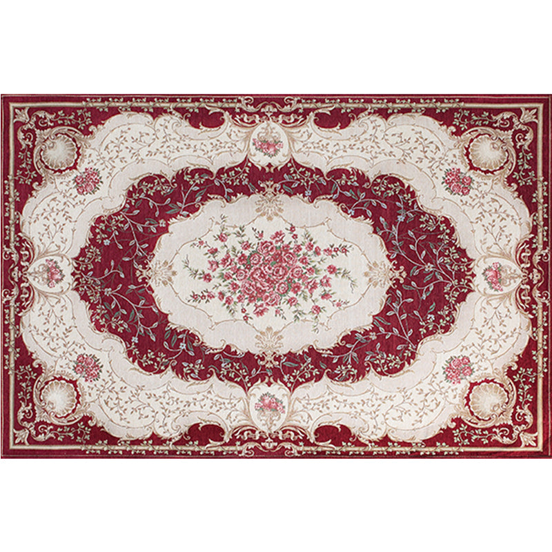 Blossom Pattern Rug Polyester Retro Area Rug Anti-Slip Backing Machine Washable Indoor Rug for Bedroom Clearhalo 'Area Rug' 'Rugs' 'Vintage' Rug' 1932198