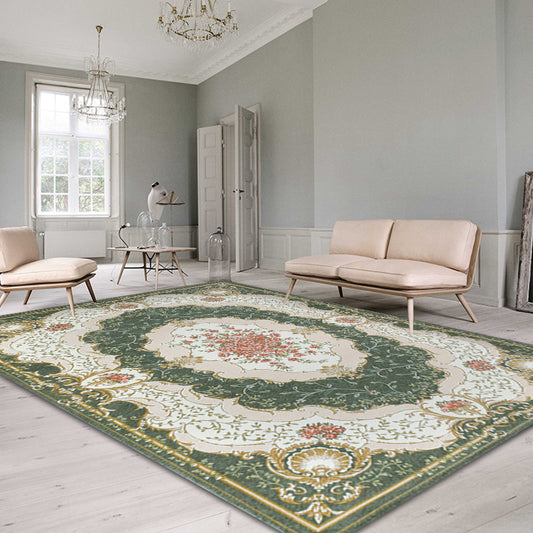 Blossom Pattern Rug Polyester Retro Area Rug Anti-Slip Backing Machine Washable Indoor Rug for Bedroom Green Clearhalo 'Area Rug' 'Rugs' 'Vintage' Rug' 1932199