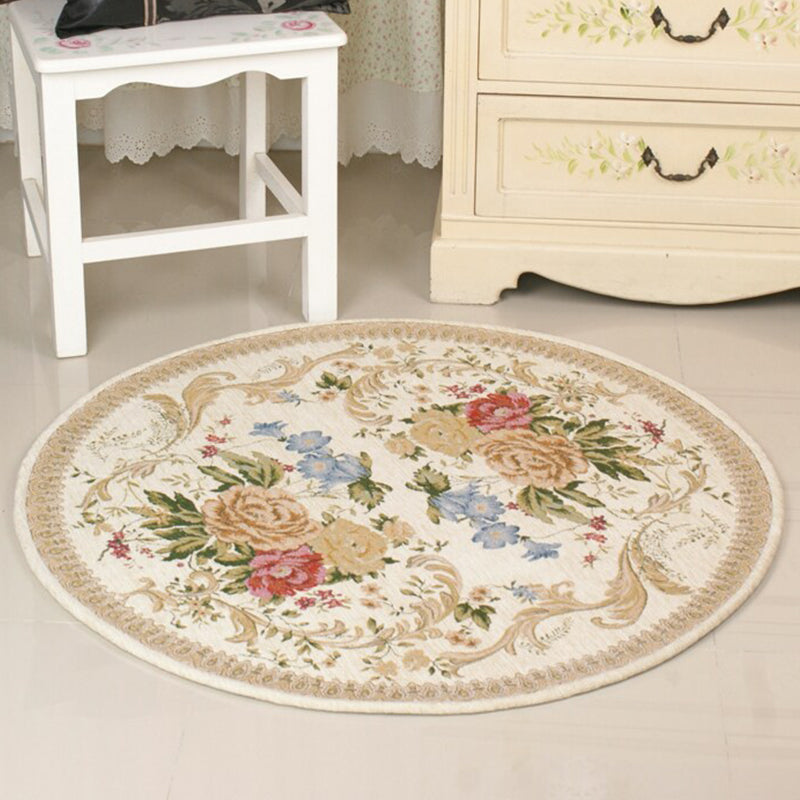 Decorative Multi Color Vintage Rug Polyester Floral Pattern Carpet Washable Pet Friendly Anti-Slip Carpet for Sleeping Room Yellow Clearhalo 'Area Rug' 'Rugs' 'Vintage' Rug' 1932210