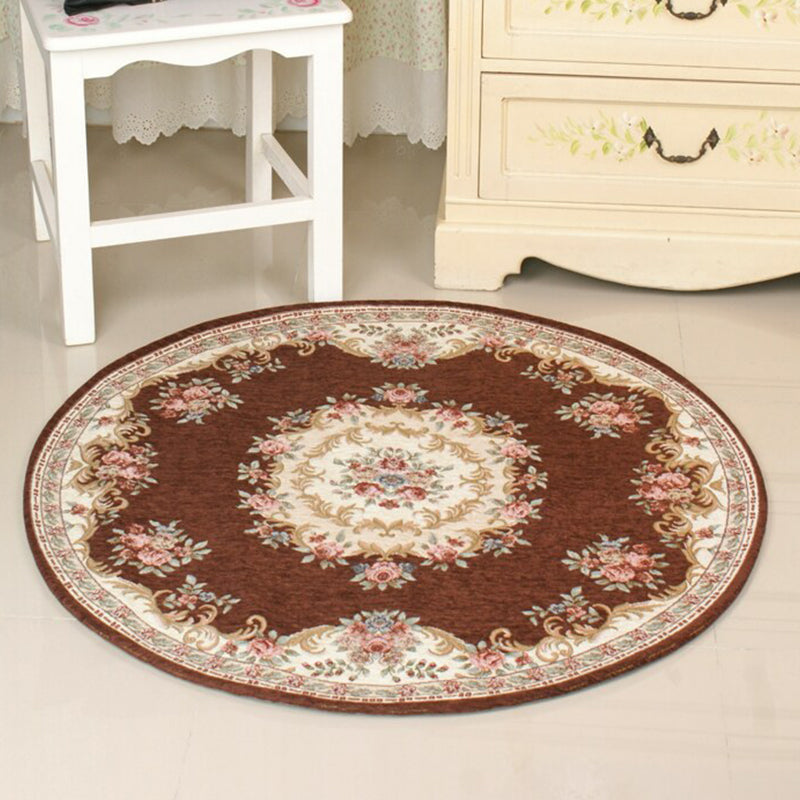 Decorative Multi Color Vintage Rug Polyester Floral Pattern Carpet Washable Pet Friendly Anti-Slip Carpet for Sleeping Room Coffee Clearhalo 'Area Rug' 'Rugs' 'Vintage' Rug' 1932212