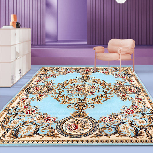 Classic Floral Pattern Rug Multicolor Retro Carpet Polyester Washable Pet Friendly Anti-Slip Backing Area Rug for Parlour Lake Blue Clearhalo 'Area Rug' 'Rugs' 'Vintage' Rug' 1932230