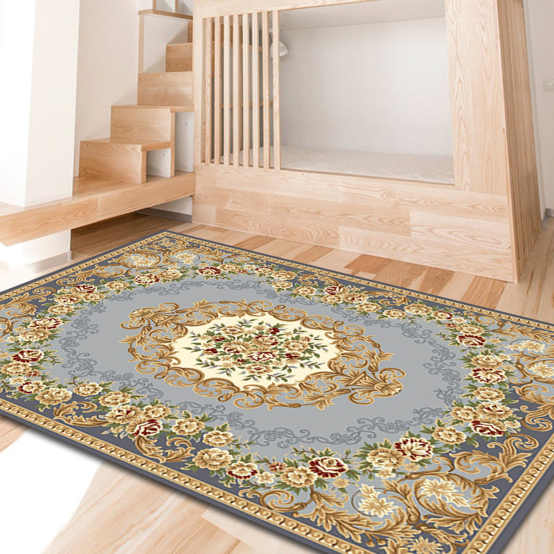 Unique Multicolor Flower Pattern Rug Polyester Vintage Area Rug Pet Friendly Washable Anti-Slip Rug for Sitting Room Grey Clearhalo 'Area Rug' 'Rugs' 'Vintage' Rug' 1932238