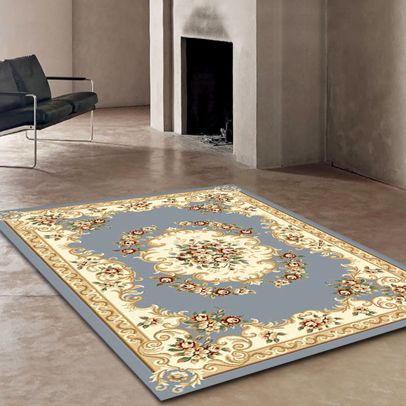 Unique Multicolor Flower Pattern Rug Polyester Vintage Area Rug Pet Friendly Washable Anti-Slip Rug for Sitting Room Smoke Gray Clearhalo 'Area Rug' 'Rugs' 'Vintage' Rug' 1932239