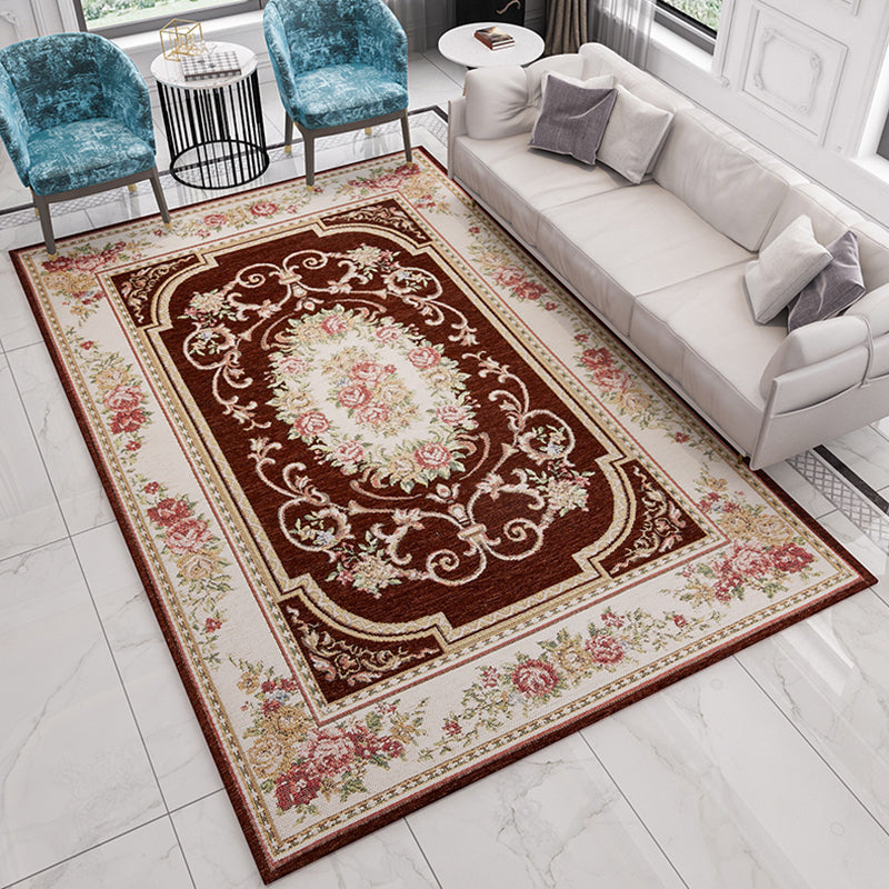 Multi Colored Blossom Pattern Rug Polyester Retro Rug Anti-Slip Backing Pet Friendly Washable Carpet for Drawing Room Coffee Clearhalo 'Area Rug' 'Rugs' 'Vintage' Rug' 1932251