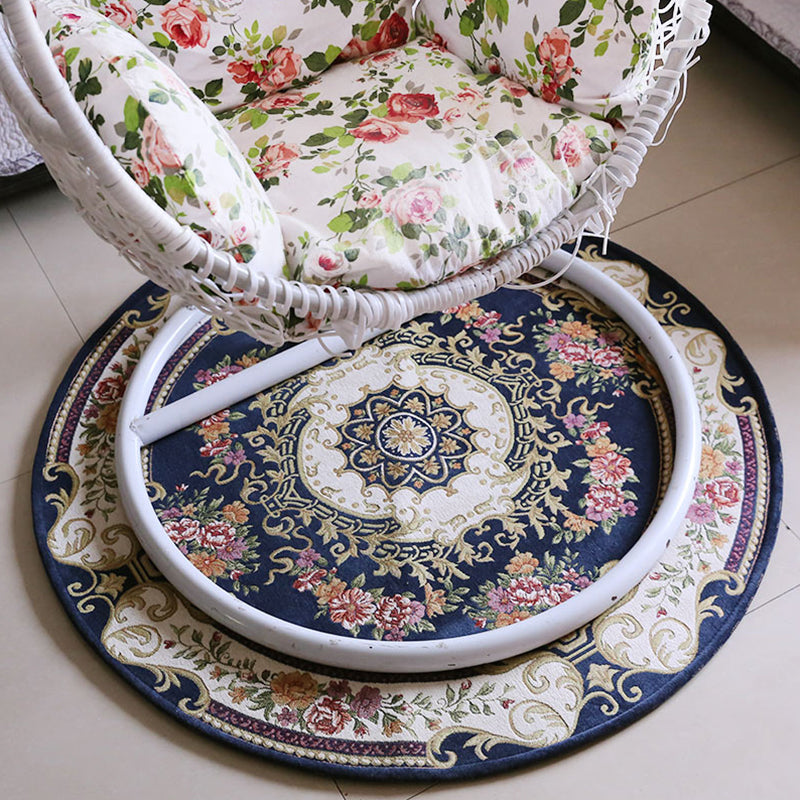 Casual Multicolor Floral Printed Rug Polyester Vintage Area Rug Pet Friendly Washable Anti-Slip Carpet for Decoration Navy Clearhalo 'Area Rug' 'Rugs' 'Vintage' Rug' 1932282