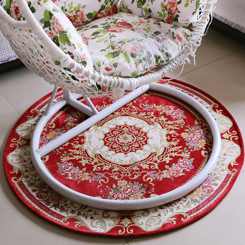 Casual Multicolor Floral Printed Rug Polyester Vintage Area Rug Pet Friendly Washable Anti-Slip Carpet for Decoration Red Clearhalo 'Area Rug' 'Rugs' 'Vintage' Rug' 1932287