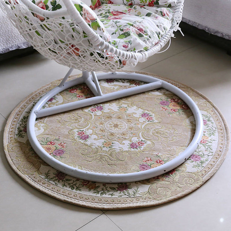 Casual Multicolor Floral Printed Rug Polyester Vintage Area Rug Pet Friendly Washable Anti-Slip Carpet for Decoration Beige Clearhalo 'Area Rug' 'Rugs' 'Vintage' Rug' 1932288