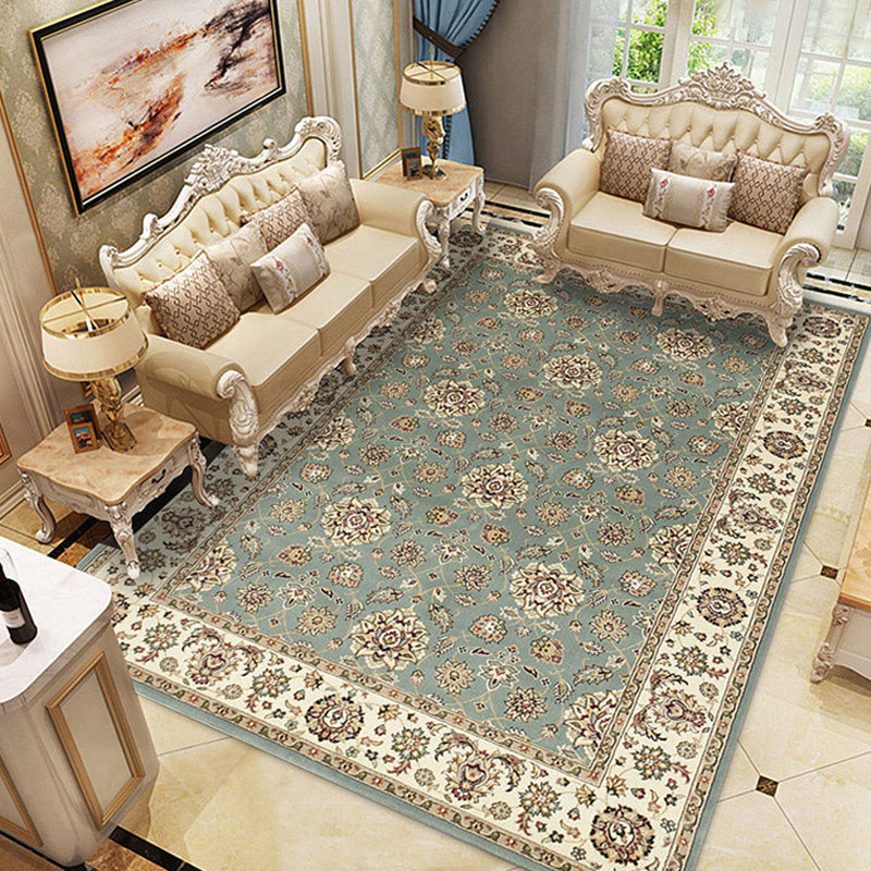 Multicolored Parlour Rug Retro Flower Pattern Carpet Polyester Pet Friendly Washable Non-Slip Backing Area Rug Green Clearhalo 'Area Rug' 'Rugs' 'Vintage' Rug' 1932343