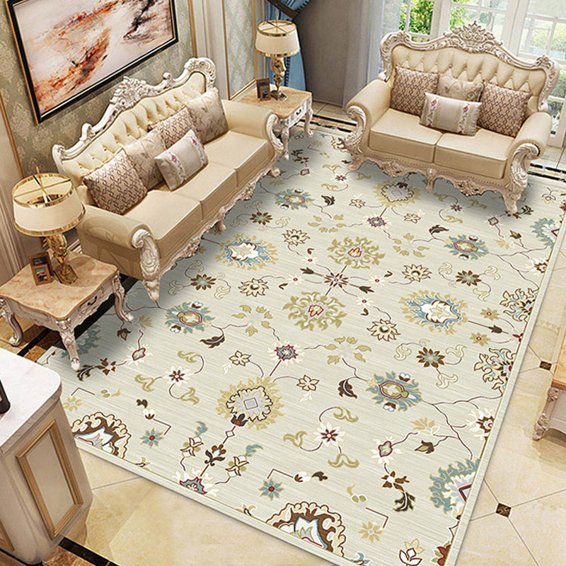 Multicolored Parlour Rug Retro Flower Pattern Carpet Polyester Pet Friendly Washable Non-Slip Backing Area Rug Light Camel Clearhalo 'Area Rug' 'Rugs' 'Vintage' Rug' 1932344