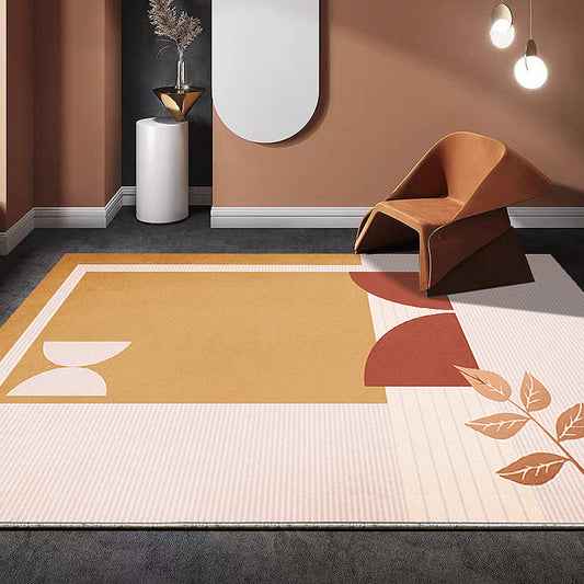 Multicolored Nordic Rug Polyester Colorblock Area Rug Washable Pet Friendly Anti-Slip Backing Carpet for Lobby Yellow
