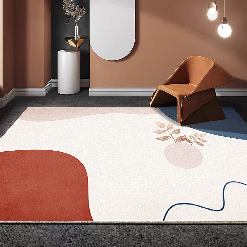 Multicolored Nordic Rug Polyester Colorblock Area Rug Washable Pet Friendly Anti-Slip Backing Carpet for Lobby Light Red Clearhalo 'Area Rug' 'Rug' 1932372